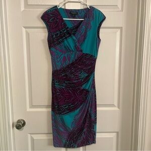 Lauren Ralph Lauren Teal and Purple Midi Dress
